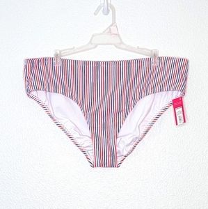 Kona Sol Striped Medium Coverage Bikini Bottom NEW Size 20W/22W Orange Blue